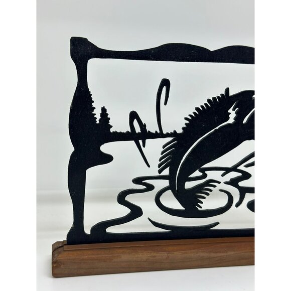 Laser-Cut Fish Art Wood Base Rustic Cabin Decor for Fishermen Dad Grandpa Gift - Picture 3 of 4